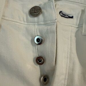 McGuire White Button-Fly Jeans